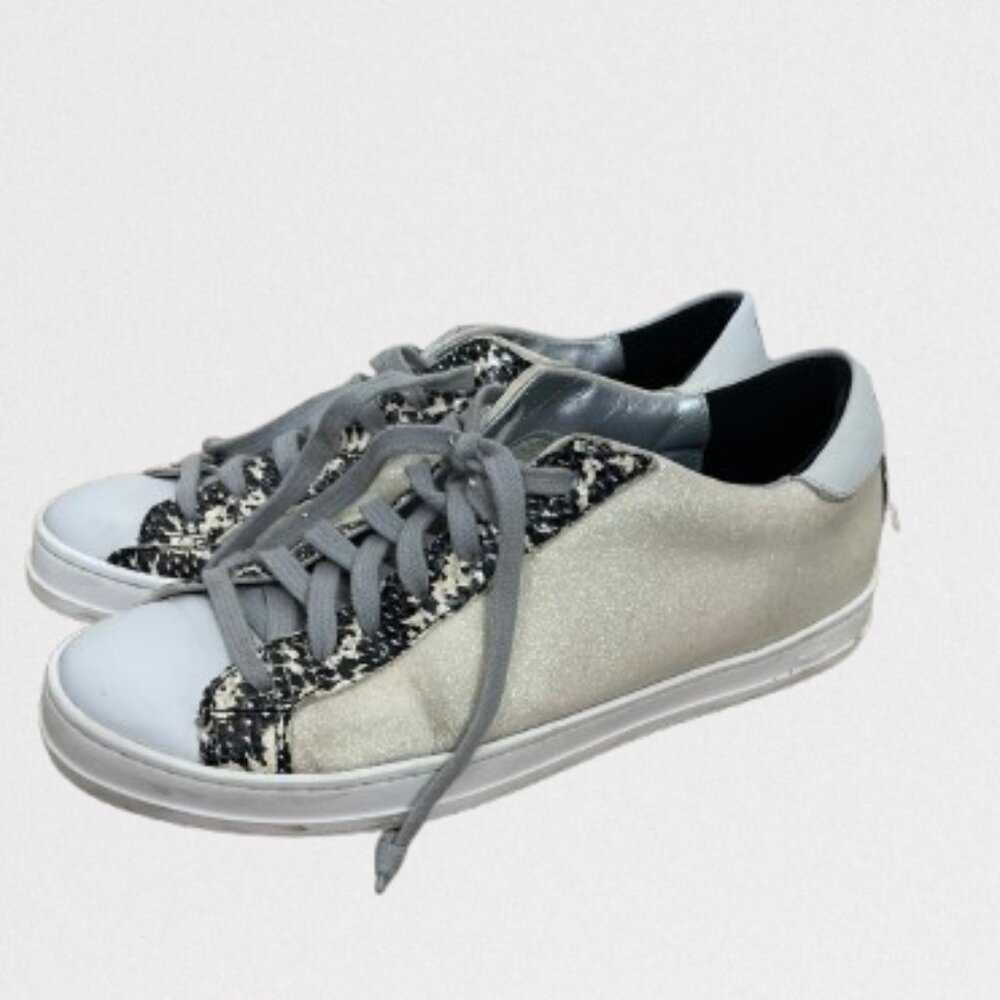 P448 John Sparkle Ivory/White Sneakers Size 38/US 7.5-8